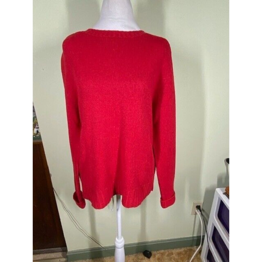 Northern Isles Women Sz M Red Wool Blend Long Sleeve Sweater Career Minimalistic